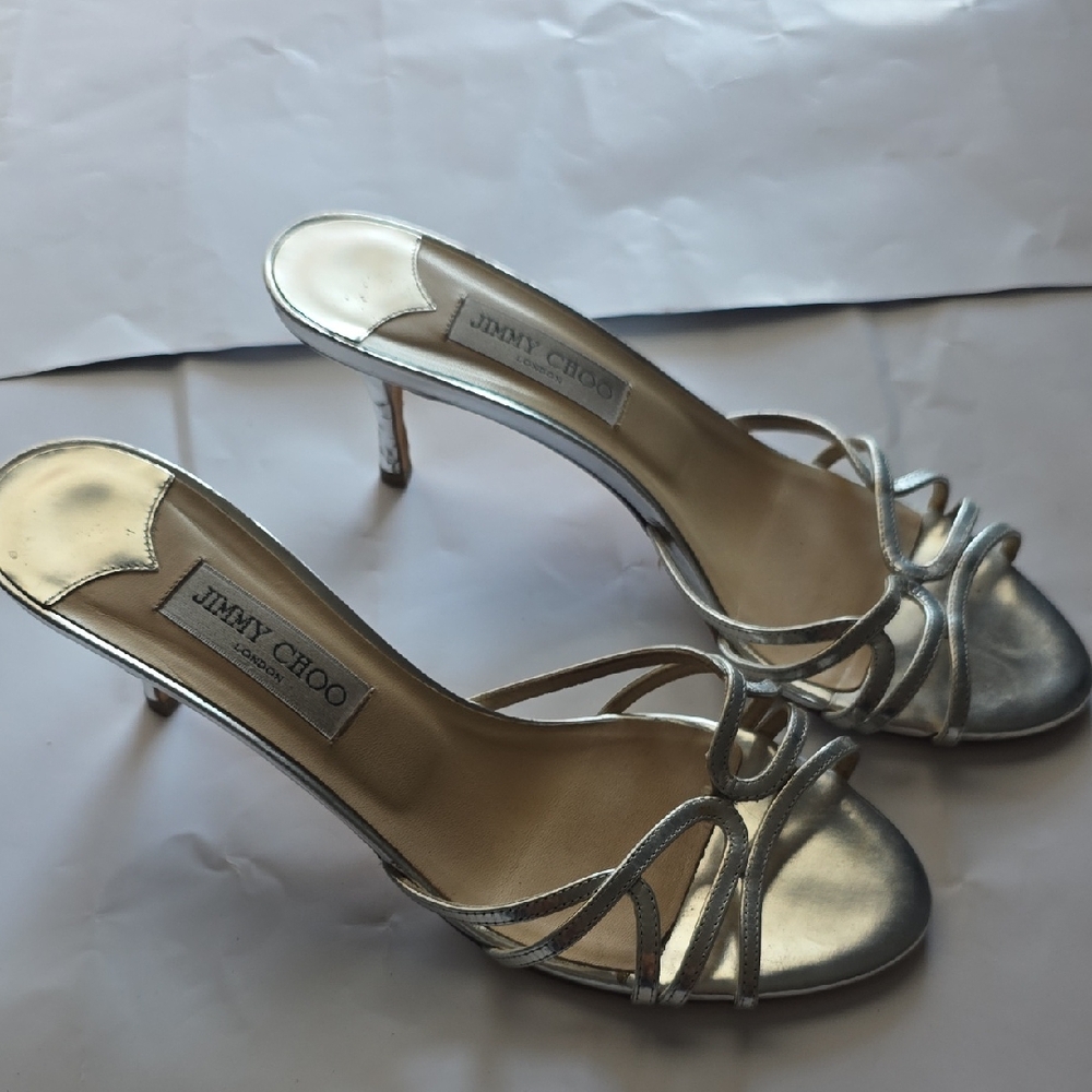 Jimmy Choo Silver Strappy Heels